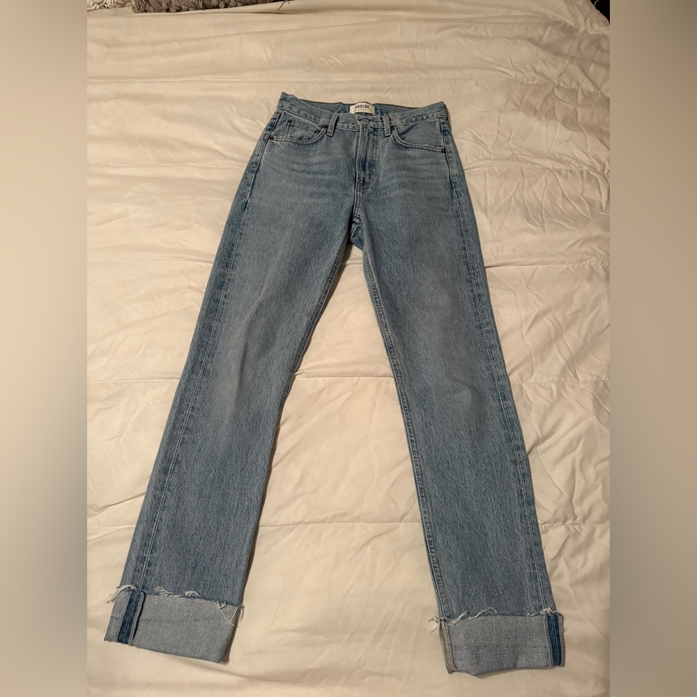 Agolde High Rise Cuff Jean Light Wash Size 24